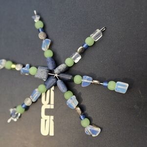 Beaded Star Pendant with Blue and Green Accents